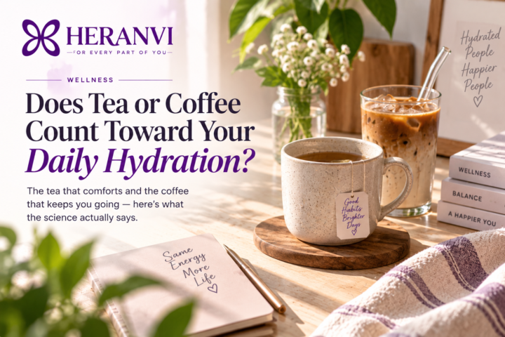 Tea and iced coffee representing their contribution to daily hydration