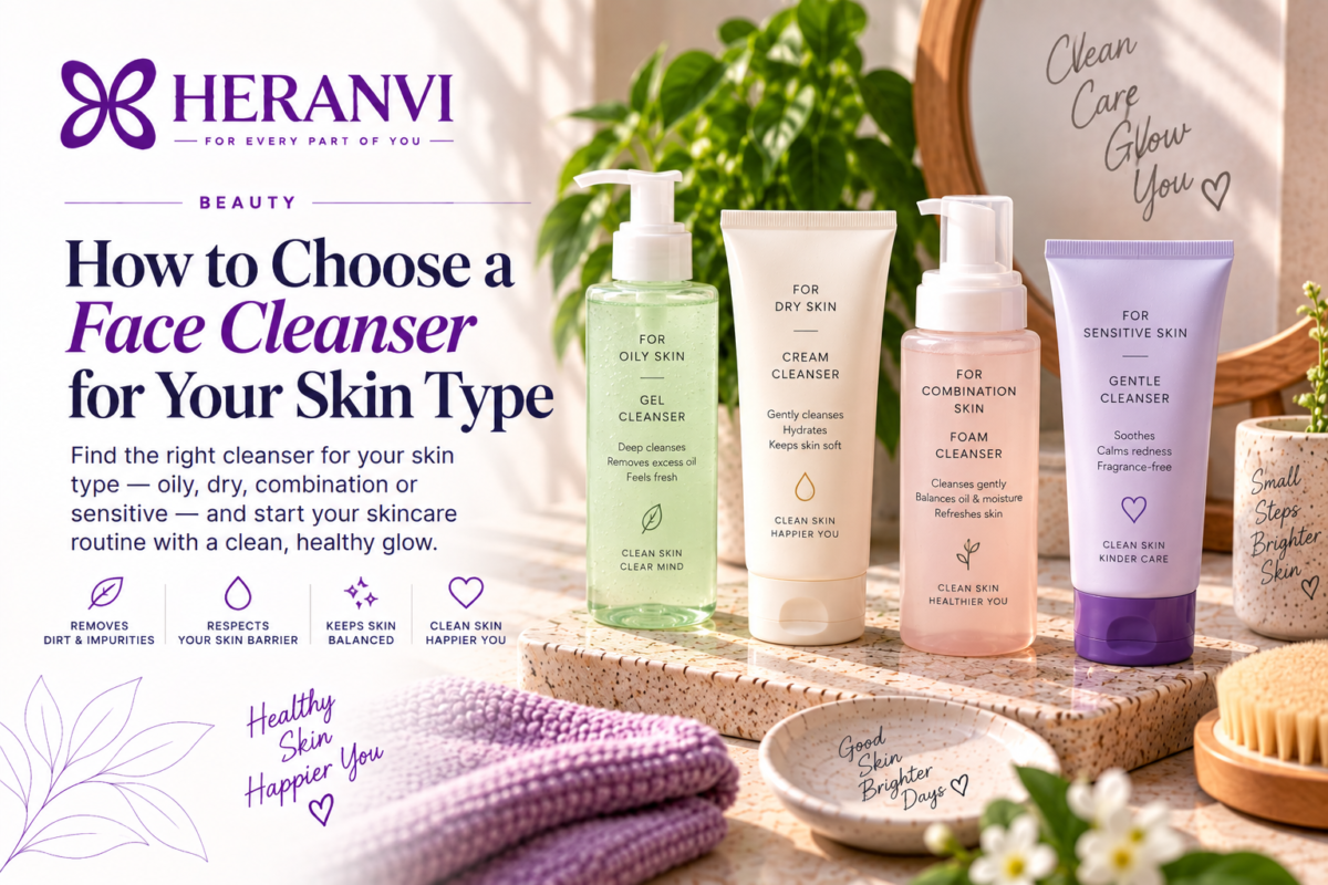 Different facial cleanser types for oily, dry, combination and sensitive skin