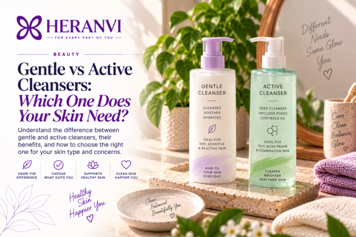 Gentle and active facial cleansers compared for different skin needs