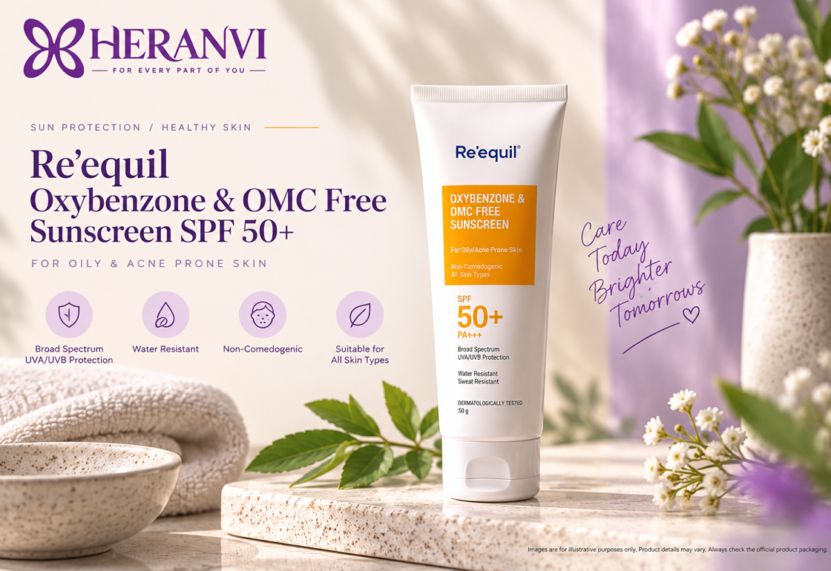 Re’equil Oxybenzone and OMC Free Sunscreen SPF 50+ for oily and acne-prone skin