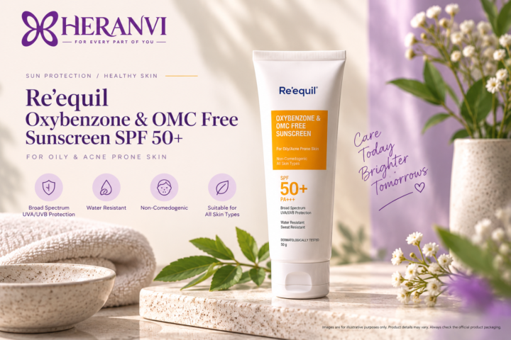 Re’equil Oxybenzone and OMC Free Sunscreen SPF 50+ for oily and acne-prone skin